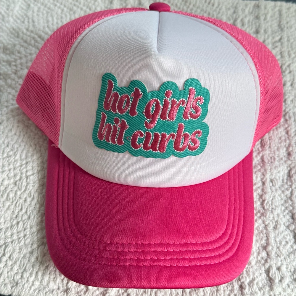 Pink and White Trucker Hat - Hot girls hit curbs